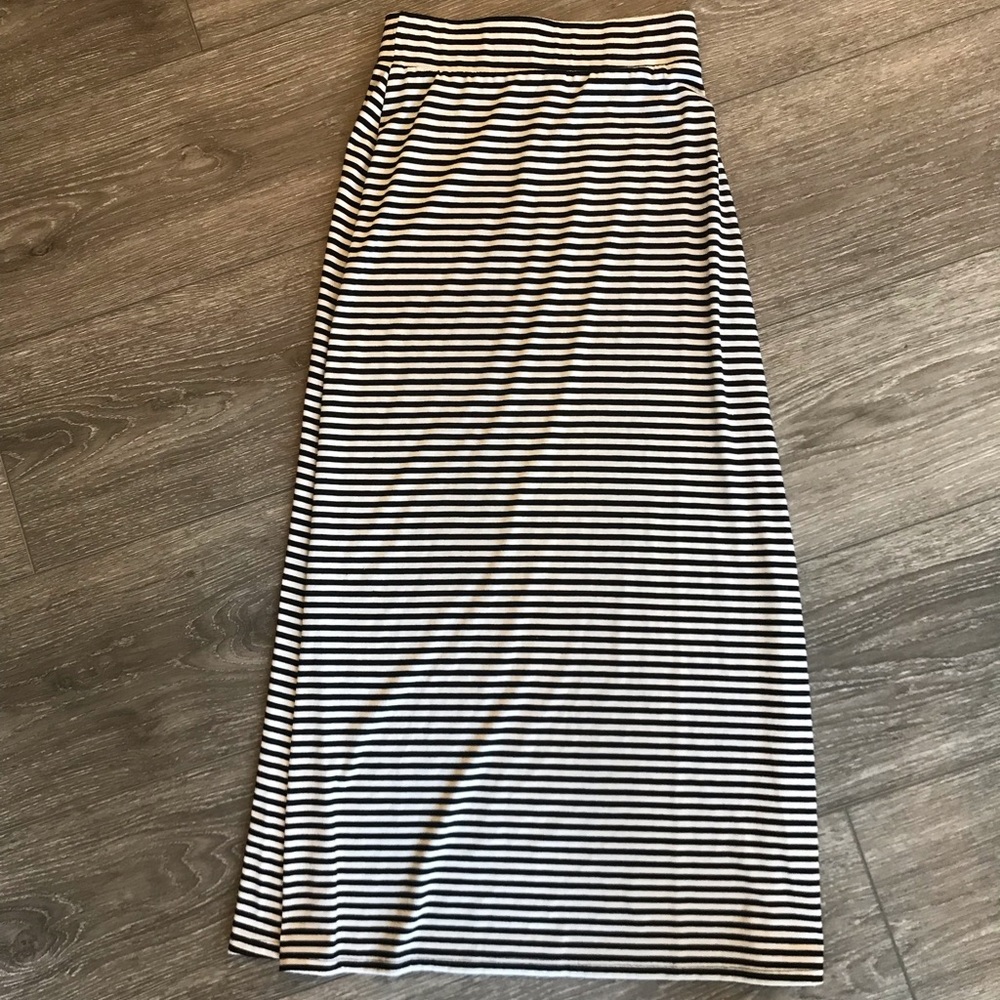 Charolette Russe Black & White Striped Maxi Skirt